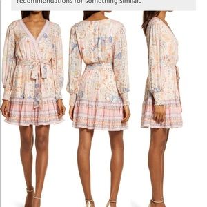 Ever New Marley Floral Mix Print Metallic Thread Long Sleeve Fit & Flare Dress